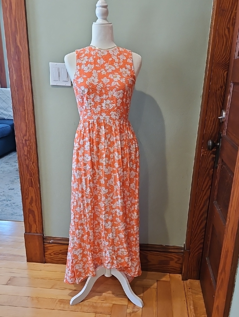 Draper James Coral Sleeveless Floral Maxi Dress